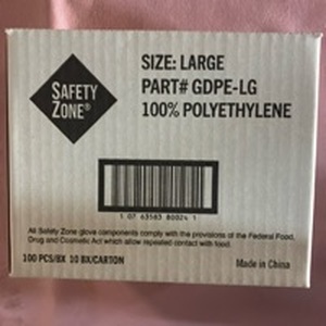 lot 1055 image: Large Safety Zone Polyethylene Gloves - Box of 1000
