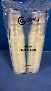lot 1065 image: GMAX 5oz Clear Plastic Cups - 100 Count