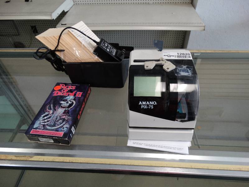 lot 12820 image: Amano PIX-75 Atomic time clock, & misc