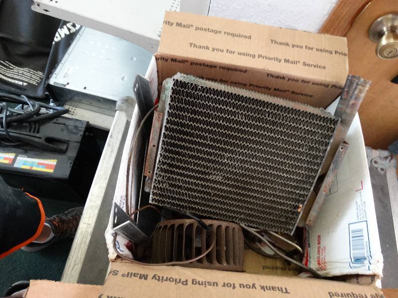 lot 12869 image: Original 1955 Chevy heater core. Does not leak.