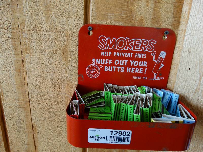 lot 12902 image: Antique cigarette tray w matches