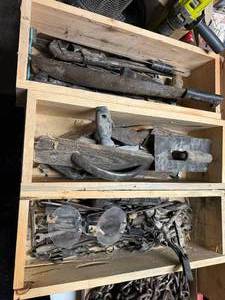 lot 1328 image: 3 WOOD BOXES OF MISC TOOLS