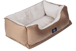 lot 7712 image: Serta Orthopedic Cuddler Dog Bed for Pets �� Desert Sand 24x32 - Retail $0