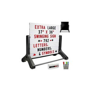 lot 7717 image: Excello Global Products Changeable Message IndoorOutdoor Swinging Sidewalk Sign 43.75  x 42 - Retail $365
