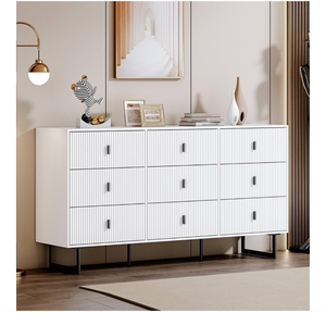 lot 7738 image: Modern Chest of Drawers with 9 Drawers,Deep Drawers,Clothes Organizer,Large Storage Cabinet for Living Room, Bedroom,Hallway,with Anti-Tipping Device, White.. - Retail $0