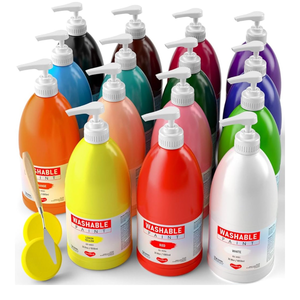 lot 7746 image: 15 Colors Large Washable Paint Set (33.8oz 1000ml), Bulk Painting Supplies Non Toxic Tempera Paint for Kids Toddlers, Poster & Finger Paint for Art DIY Craft Classroom School Home-with Pump - Retail $0