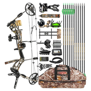 lot 7751 image: Archery Hunting Compound Bow Kit RTH 30-70 LBS Draw Length 23.5-31, IBO 325FPS, Target Shooting Bow with Accessories for Bowfishing Archery Hunting  - Retail $0