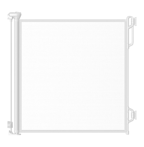 lot 7752 image: Retractable Safety Baby Gate or Mesh Dog Gate,Durable Portable Mesh Retractable Gate,Easy to Use for Stairs, Doorways, Hallways, Indoor, Outdoor, 33.5 Tall, Extends to 55 Wide,White - Retail $0