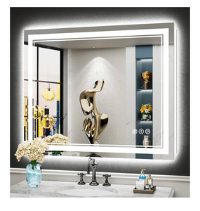 lot 7755 image: 40x32 LED Mirror for Bathroom with Backlit and Front Lit, Anti-Fog Lighted Bathroom Vanity Mirror with Lights for Wall, 3 Colors, Dimmable, Memory, Shatter-Proof, HD Tempered Glass, ETL Listed - Retail $0