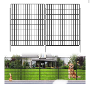 lot 7759 image: 10 Panels Garden Fencing Animal Barrier, 33 in(H) X 24 ft(L) Dog Fence Outdoor for Yard Rustproof No Dig Decorative Tall Garden Fence Metal Wire Panel Border Patio Rabbit Ground Stakes Fencing - Retail $0