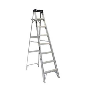lot 7769 image: Louisville Ladder 8  Aluminum Step Ladder  11  Reach  300 lbs Load Capacity  AS3008 - Retail $982