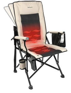 lot 7775 image: REALEAD Heated Camping Chairs - Fully Padded - Heated Folding Chairs for Outdoor Sports - Supports 400 lbs - Portable Heated Outdoor Camp Chairs for Sport Events - Concert - Battery NOT Included - Retail $0