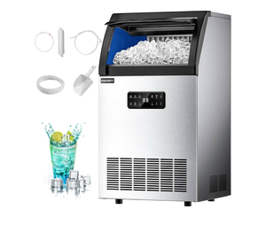 lot 7778 image: EUHOMY Commercial Ice Maker,100lbs24H,Stainless Steel Under Counter Ice Machine with Water Filter,33lbs Storage Capacity, 45 Cubes in 8-12 Mins, Freestanding Ice Machine for HomeBarCafeRestaurant - Retail $0
