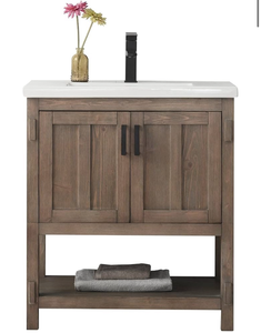 lot 7783 image: Urban Furnishings Cocoa Brown Vanity (different pattern from stock photo, see pic) brand new in box - Retail $0