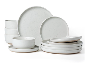 lot 7800 image: West Elm Modern White Ceramic Dinnerware Set Large Qty of Plates and Bowls, all new - Retail $89