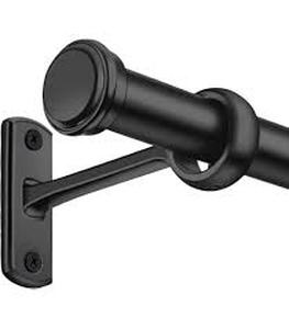 lot 7794 image: Modern Black Adjustable Curtain Rod Set with Double Brackets by Williams-Sonoma - Retail $29