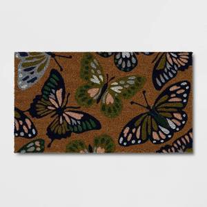 lot 4912 image: Room Essentials 1.4Ft x 2.4Ft Butterfly Outdoor Coir Doormat. - Retail $10