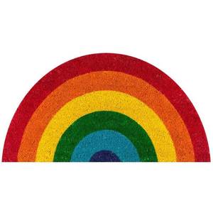 lot 4913 image: 1.4Ft x 2.8Ft Rainbow Woven Half-Circle Door Mat - Novogratz By Momeni Geometric Coir Indoor Outdoor Medium Pile. - Retail $20