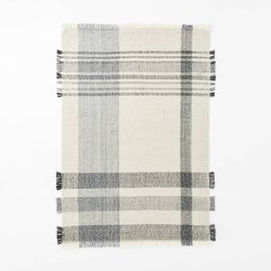 lot 4922 image: Threshold Designed with Studio McGee 7Ft x 10Ft Laurelhurst IndoorOutdoor Plaid Area Rug BlackWhite. - Retail $300
