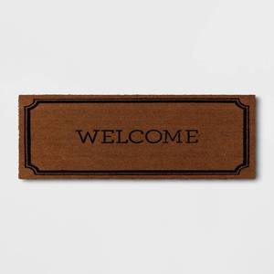 lot 4930 image: Threshold 1.10Ft x 3.11Ft Welcome Estate Doormat - Outdoor Coir Door Mat, Medium Pile, Black, Rectangle, Shake Clean. - Retail $25