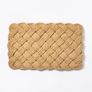 lot 4932 image: Threshold Designed with Studio McGee Lovers Knot Door Mat Neutral - Outdoor Coir High Pile Basket Weave 1.6Ft x 2.6Ft. - Retail $20