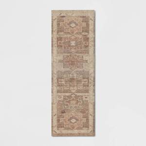 lot 4963 image: Threshold 2.4Ft x 7Ft Caravan Geometric Woven Runner, Tan. - Retail $50