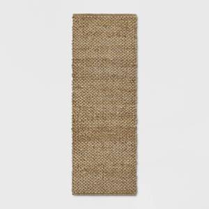 lot 4972 image: Threshold 2.4Ft x 7Ft Annandale Solid Runner Rug Natural - Jute Runner, Handmade Flat Pile, Traditional Style. - Retail $80