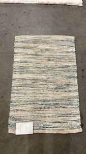 lot 4993 image: Threshold 2Ft x 3Ft Woven Accent Rug Indigo - Handmade Flat Pile, Multi-Stripe, Natural Fiber, Indoor Use. - Retail $80