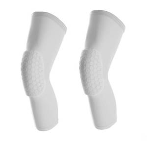 lot 20009 image: SUJAYU Basketball Knee Pads Knee Sleeves, 2 Pack Honeycomb Anti Collision Leg Compression Sleeves, Compression Knee Pads for Wrestling Football Volleyball Baseball (Large, White) - Retail $10