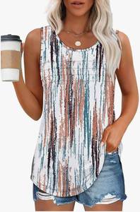 lot 20027 image: CHEERYAH Summer Tank Tops for Women 2025 Crewneck T Shirts Sleeveless Blouses Coral S