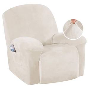 lot 20031 image: H.VERSAILTEX Recliner Chair Covers Velvet Recliner Cover 1 Piece Slip Covers for SofasCouches Washable Reclining ChairFurniture Protector for Kids, Pets(Ivory, Large) - Retail $39