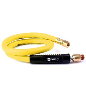 lot 20032 image: WYNNsky Hybrid Lead in Air Hose 38 X 30(14 in. MNPT Ball Swivel x 14 in. FNPT Ends) 300 PSI Max Working Pressure, Heavy Duty Air Compressor Hose - Retail $11