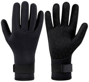 lot 20033 image: 3mm Neoprene Gloves Diving Gloves Wetsuit Gloves, Anti Slip Fishing Gloves Surfing Glove with Adjustable Wrist Strap, Water Proof Gloves Pool Glove Swim Gloves Ice Fishing Gloves (Black, Medium) - Retail $12