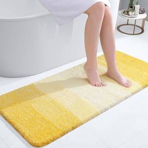 lot 20045 image: OLANLY Bathroom Runner Rugs 47x20, Extra Soft Absorbent Microfiber Bath Rugs, Rubber Backing, Quick Dry, Machine Washable Bath Mats for Bathroom Floor, Tub and Shower, Home Decor Accessories, Yellow - Retail $32