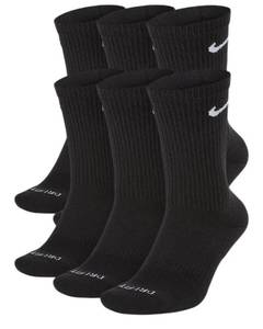 lot 20054 image: Nike Everyday Plus Cotton Cushioned Crew Socks (6 Pair) (Black, Large) - Retail $27