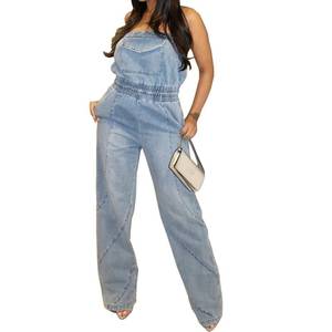 lot 20435 image: Novaorily Womens 2024 Summer Fashion Backless Denim jumpsuit Sexy Jean Romper High Waist Casual Overalls XL - Retail $50