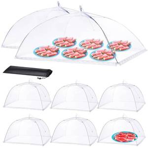 lot 20447 image: HOMKULA Food Covers for Outside - 2 Extra Large (40 x 25 in) & 6 Large (17 x 17 in) Food TentsFood Covers for Outdoors Mesh Screen, Picnic Pool Party Supplies, Pop-Up and Collapsible - Retail $24