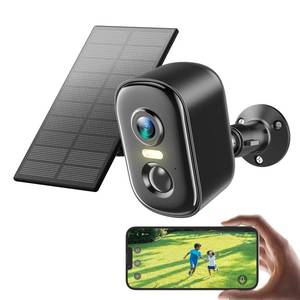lot 20458 image: Rocktone Solar Security Cameras Wireless Outdoor, 2K Battery Powered WiFi Cameras for Home Security with AI Motion Detection, Color Night Vision, 2-Way Talk, Siren Alarm, IP66, CloudSD Storage - Retail $40