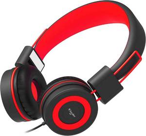 lot 20460 image: ELECDER i37 Kids Headphones for School Children Girls Boys Teens Foldable Adjustable On Ear Headphones with 3.5mm Jack for Smartphones Chromebook Laptop Computer PC Tablets Travel BlackRed - Retail $20