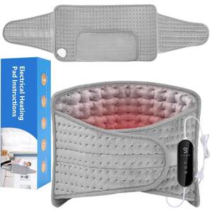 lot 20466 image: APXPF Heating Pad for Back Pain and Cramps Relief Electric Heating Pad for Period Cramps Neck Shoulder Pain Relief,9 Heat Setting 4 Time Setting,11.8x24 Heat Pad with 2017.72Adjustable Belt Grey - Retail $21