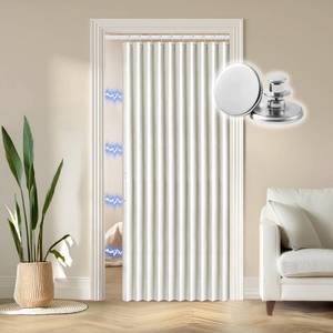 lot 20490 image: RINHARTEX Blackout Accordion Style Magnetic Door Curtain for Closet Pleated Folding Doorway Curtain Accordion Door Interior Room Divider Bedroom Bathroom Living Room(42x78,Cream White) - Retail $576
