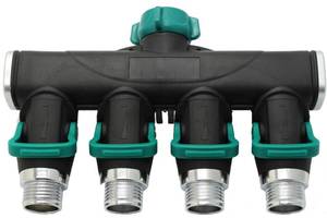lot 20499 image: 4 Way Garden Hose Splitter Metal Hose Connector, Easy Grip, Easy to Open - Retail $1,281