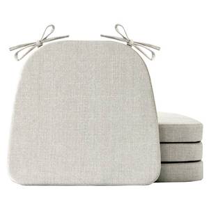 lot 17600 image: IASEAHK Chair Cushions for Dining Chairs Set of 4, Non Slip Kitchen Chair Pads, 17 x 16 x 2, Indoor Dining Chair Cushions with Ties, D-Shaped Seat Cushions for Kitchen Chairs, Beige - Retail $35