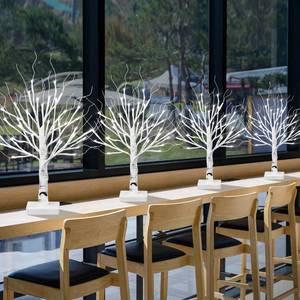 lot 17603 image: BDUSXYZ 3pcs 36LED Lighted Birch Tree Home Decor - White Birch Tree with Lights Money Tree Wedding Centerpieces Artificial Branches Table (White) - Retail $38