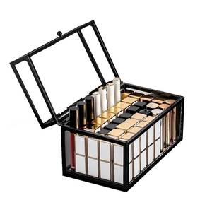 lot 17627 image: Krdrgey 40 Lipsticks Organizer with Lid, Glass Display Box Fits Large Perfume & Skincare, Easy-Access Organiser for Vanity Countertop, Multifunctional Display Box in Any Rooms (black, large) - Retail $33