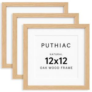 lot 17637 image: 12x12 Oak Wood Picture Frame - Minimalist 12x12 Poster Frame, 12x12 Picture Frame Wood, Natural Solid Wooden Picture Frames for Wall Art Photo and Prints(3 Pack, Beige) - Retail $49