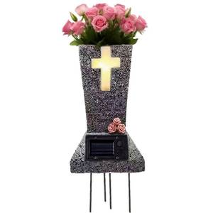 lot 17644 image: Cemetary Vase Solar Cemetery Grave Vase with LED Cemetery Vases for Grave with Spikes Decorations for Cemetery Grave Flower Holder for Loss of Loved One - Retail $28