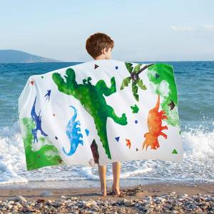 lot 18003 image: WERNNSAI Kids Beach Towel for Boys - 30�� x 60�� Dinosaur Sand Free Swim Towels for Boys Bath Pool Camping Travel Towel Quick Dry Absorbent Super Soft Beach Blanket Bath Shower Towel - Retail $9
