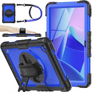 lot 18008 image: SEYMAC stock Tablet Case for Lenovo Tab M10 Plus 3rd Gen (TB-125FU128FU128XU) 10.6 inch Drop-Proof Protection Cover with 360° Rotate Stand & Strap Pen Holder & Screen Protector, BlueBlack - Retail $14