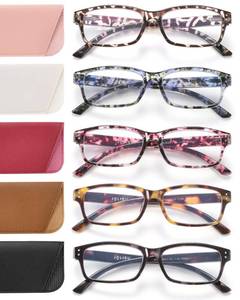 lot 18011 image: JOLISU Reading Glasses for Women Men - 5 Pack Ladies Stylish Readers Computer Eyeglasses WSpring Hinge - Blue Light Blocking Glasses Anti Eyestrain 0.75 - Retail $15